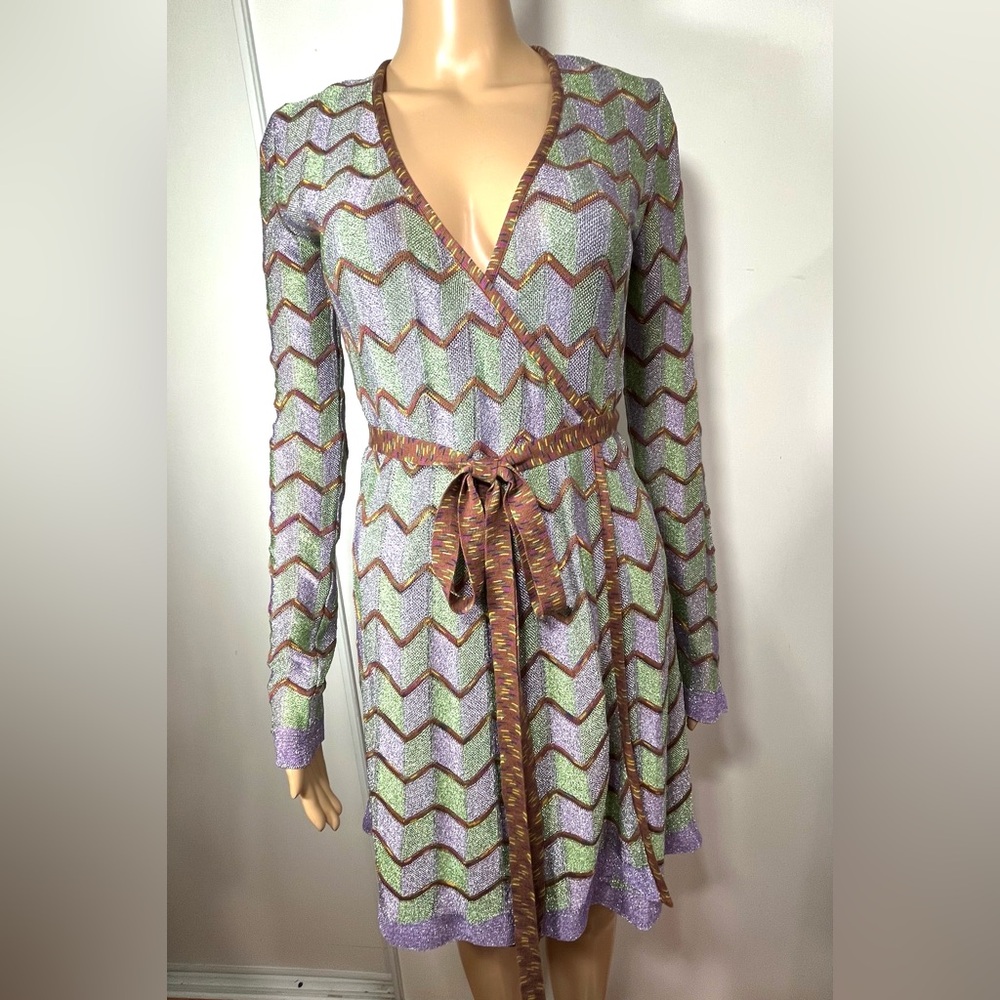 M Missoni metallic chevron crochet wrap mini dress women’s small IT 38